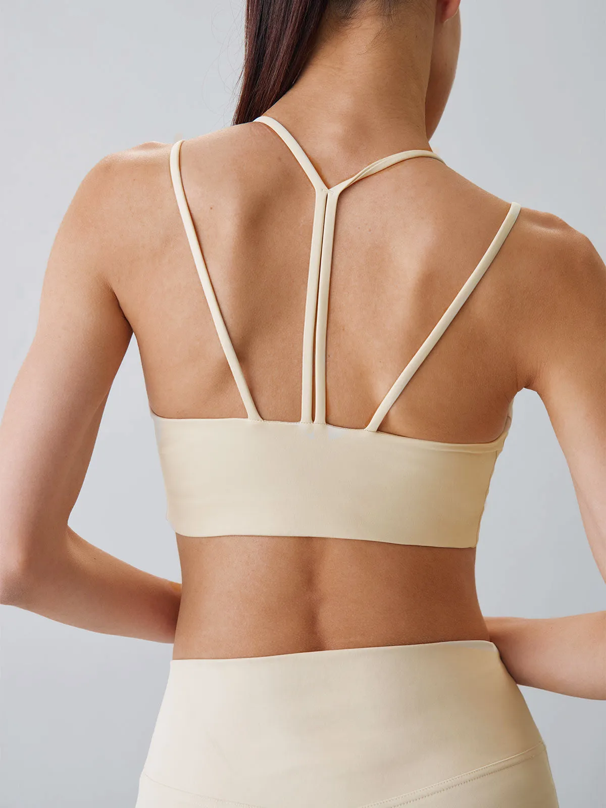Apricot Triple Button Sports Bra - Light Support