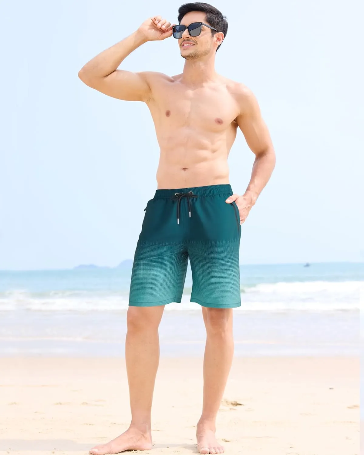 APTRO Men's Swim Trunks 9 inch Bathing Suit Swim Board Shorts Quick Drying Beach Shorts with Zipper Pockets