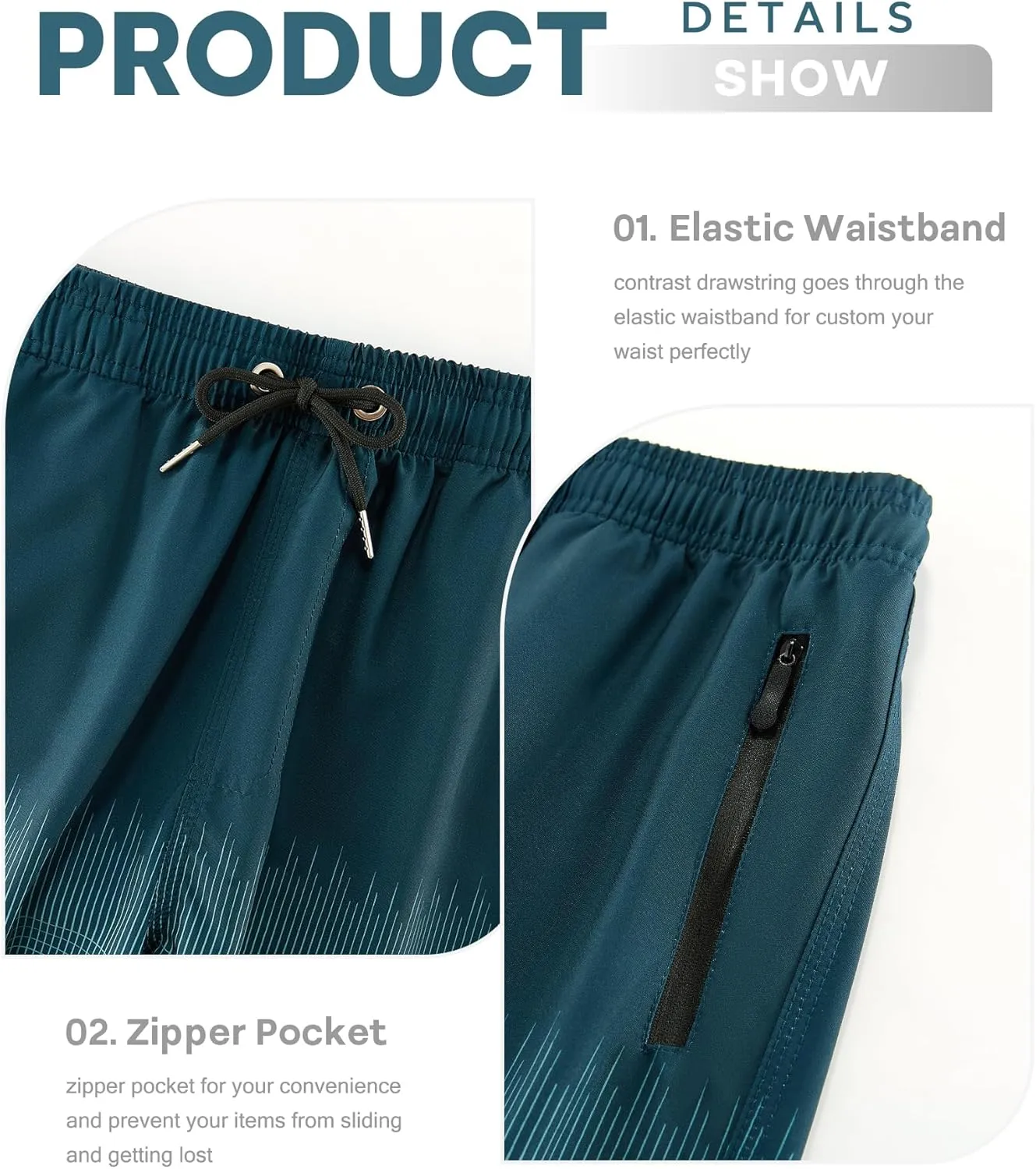 APTRO Men's Swim Trunks 9 inch Bathing Suit Swim Board Shorts Quick Drying Beach Shorts with Zipper Pockets