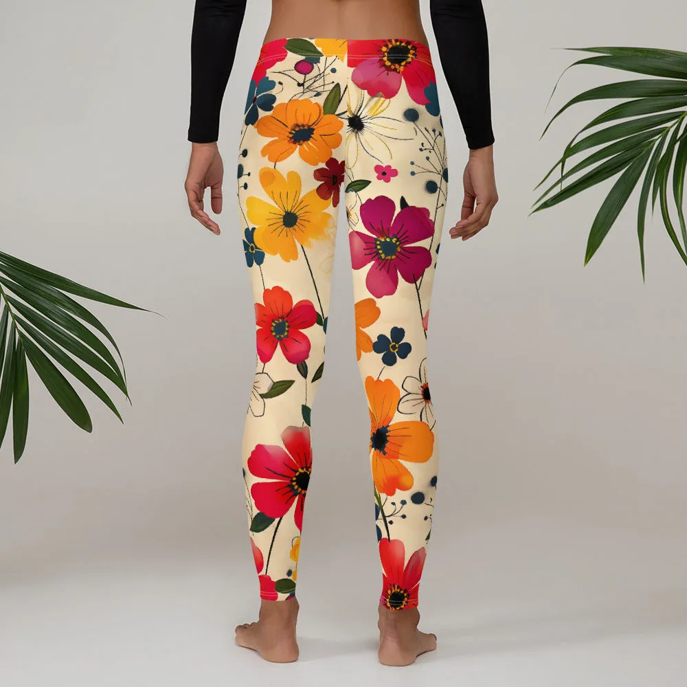 Beautiful Vibrant Cool Floral Leggings