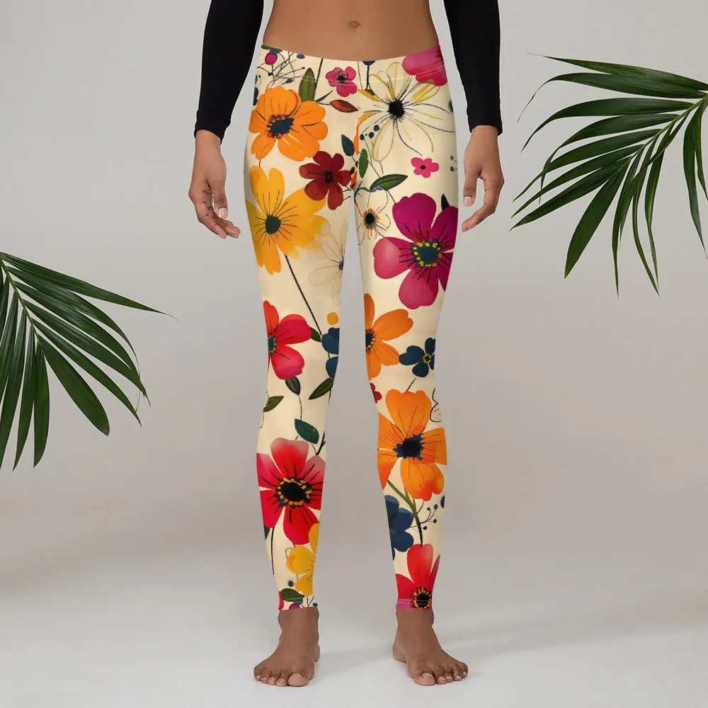 Beautiful Vibrant Cool Floral Leggings
