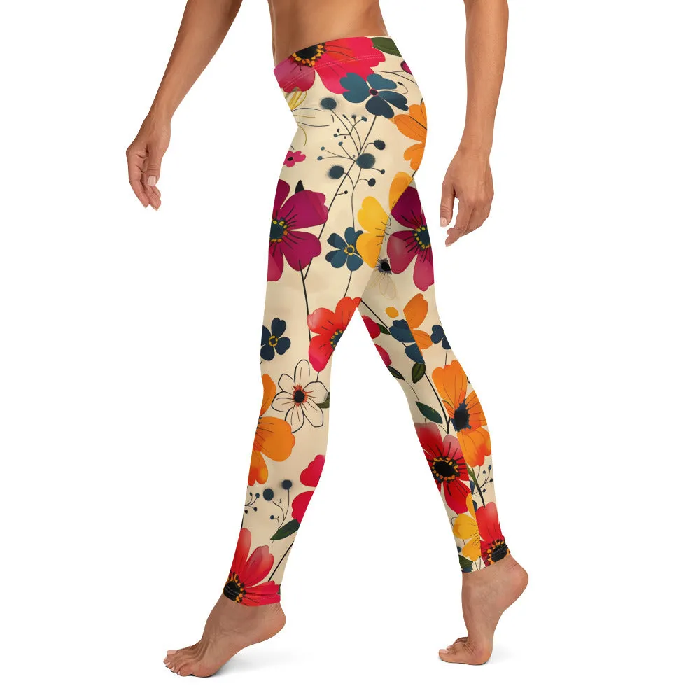 Beautiful Vibrant Cool Floral Leggings
