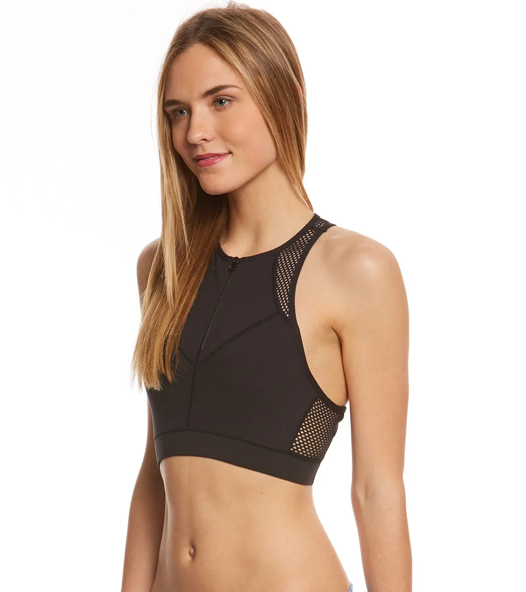 Betsey Johnson Performance Zip Front Mesh Yoga Sports Bra
