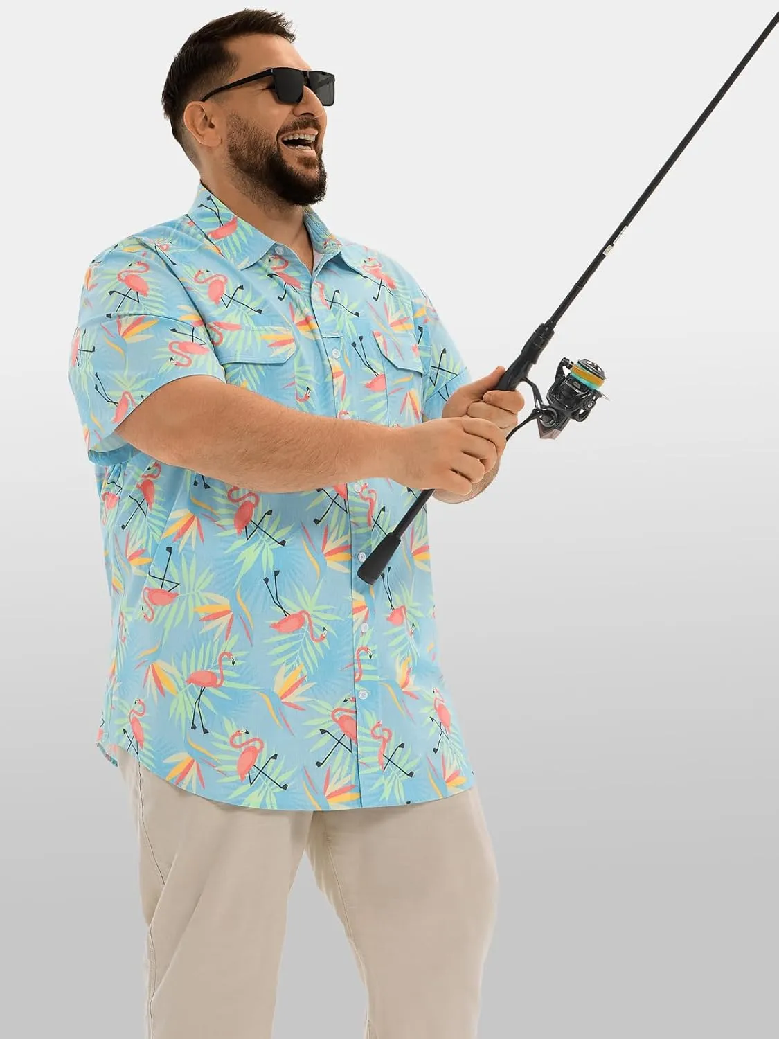 Big and Tall Mens Fishing Shirt UPF 50  Sun Protection Shirt SPF Quick Dry 2XL-6XL