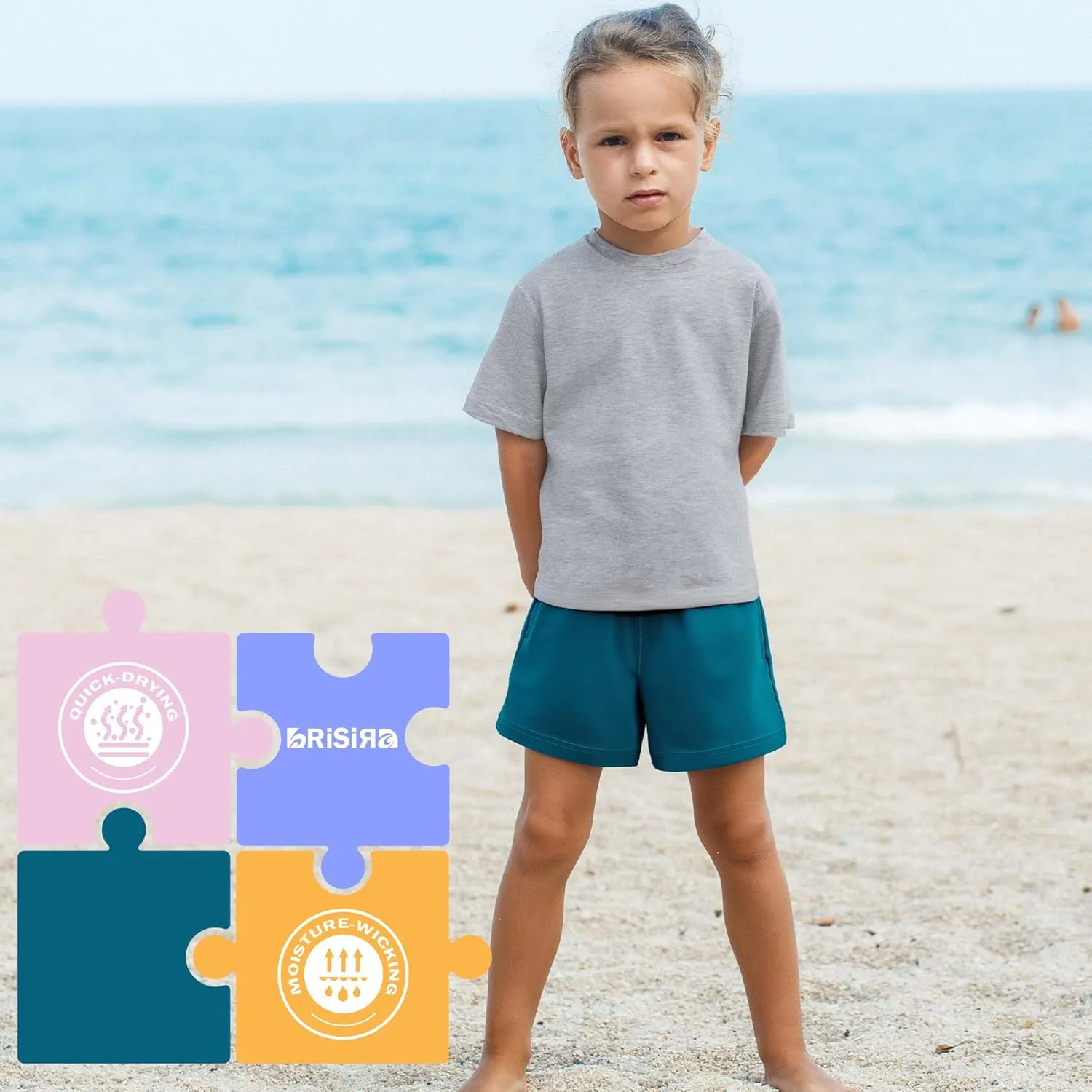 BRISIRA Boys Swim Trunks Swim Shorts with Compression Liner Stretch Bathing Suit Swimsuit Toddler Kids Youth Teen Quick Dry