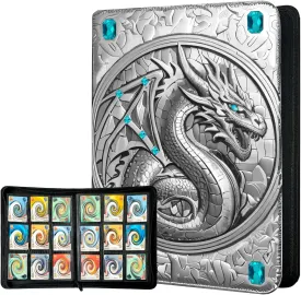 Card Binder 9 Pocket, 20 Double Sided Pages for 360 Side Loading Slots for Lorcana, Magic The Gathering, Board, Collectible or MTG, TCG Trading Card Game Protective Folder Album, Silvery Blue