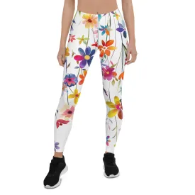 Colorful Pretty Big Flowery Leggings