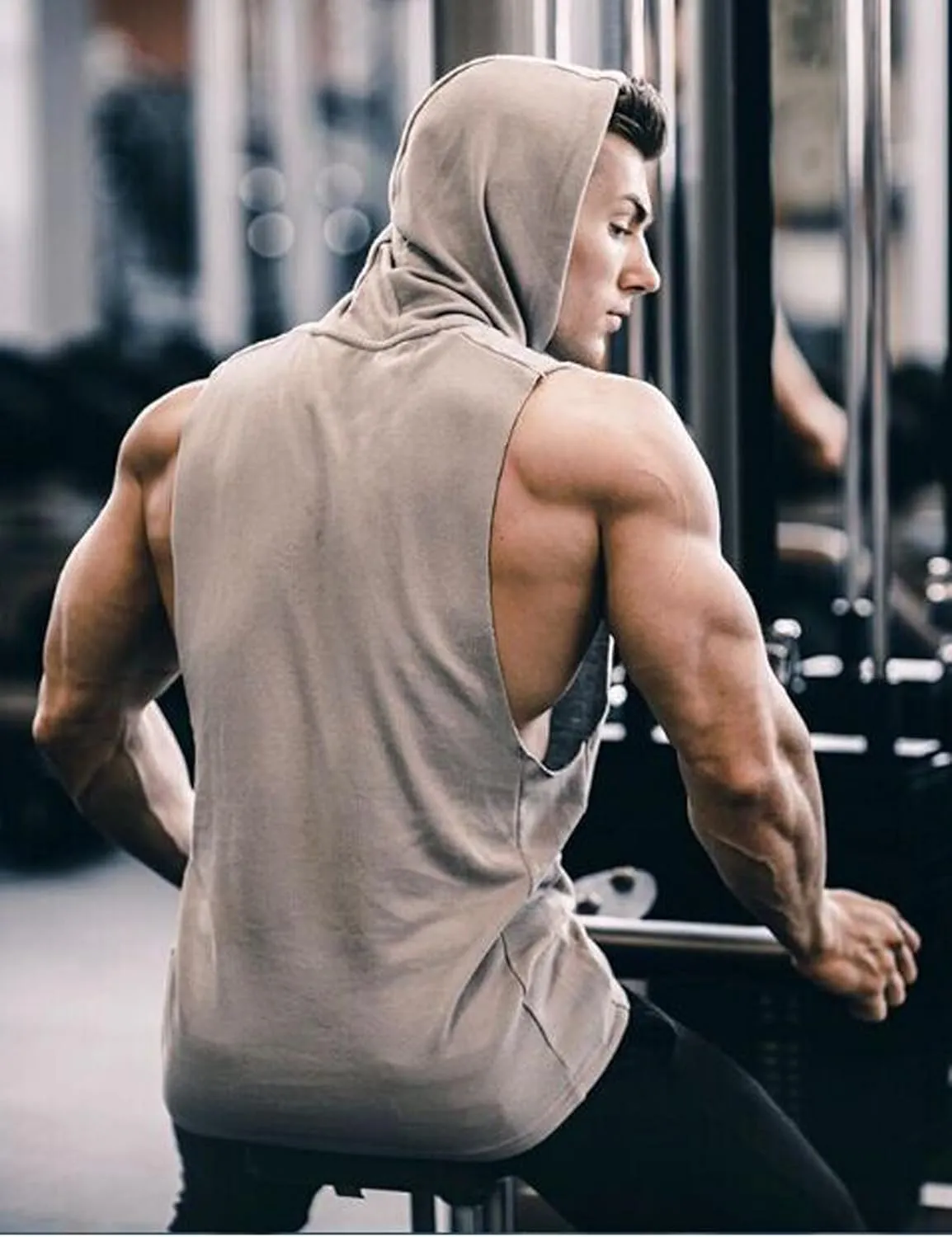 COOFANDY Men's 2 Pack Workout Hooded Tank Tops Bodybuilding Muscle Cut Off T Shirt Sleeveless Gym Hoodies
