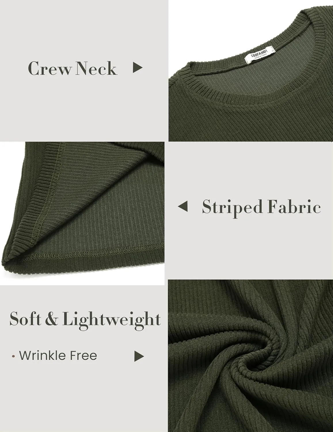 COOFANDY Mens Long Sleeve Shirts Thermal T-Shirt Slim Fit Crewneck Sweater Knitted Pullover Shirt