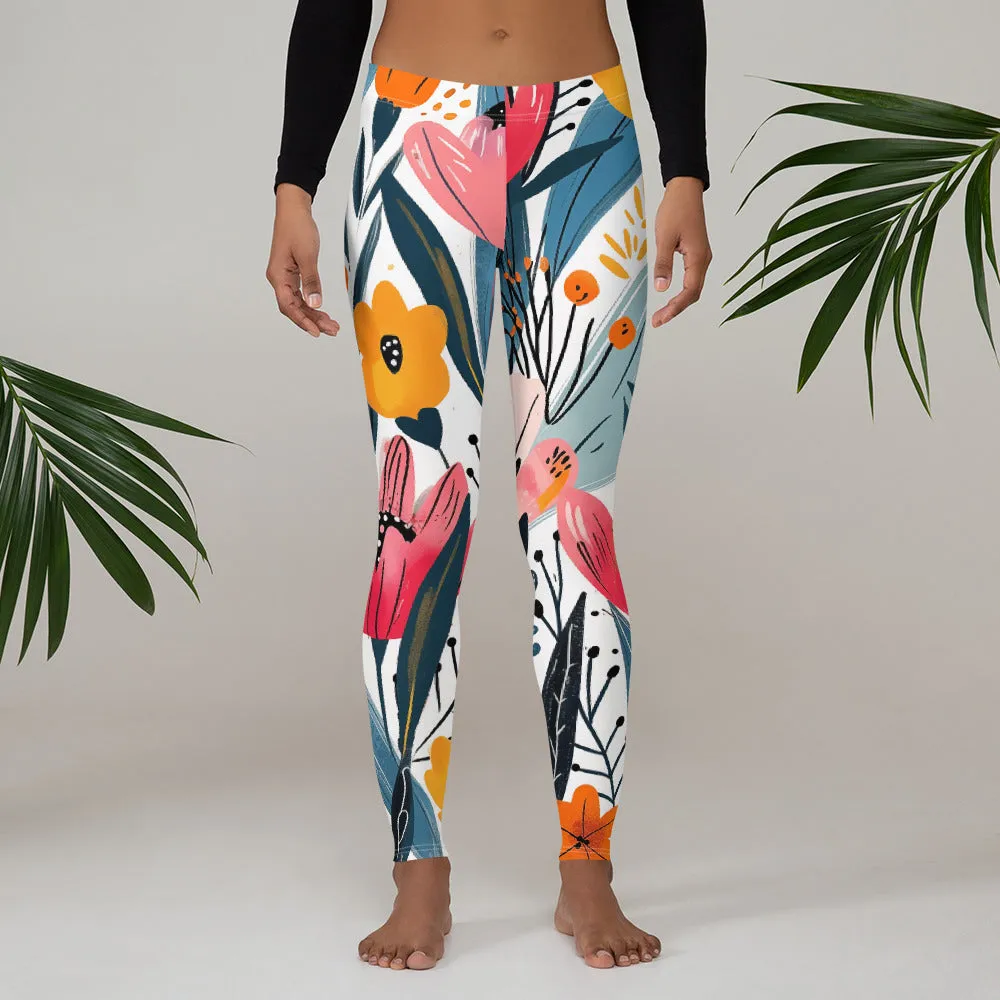 Cool Tropical Big Flowery Leggings