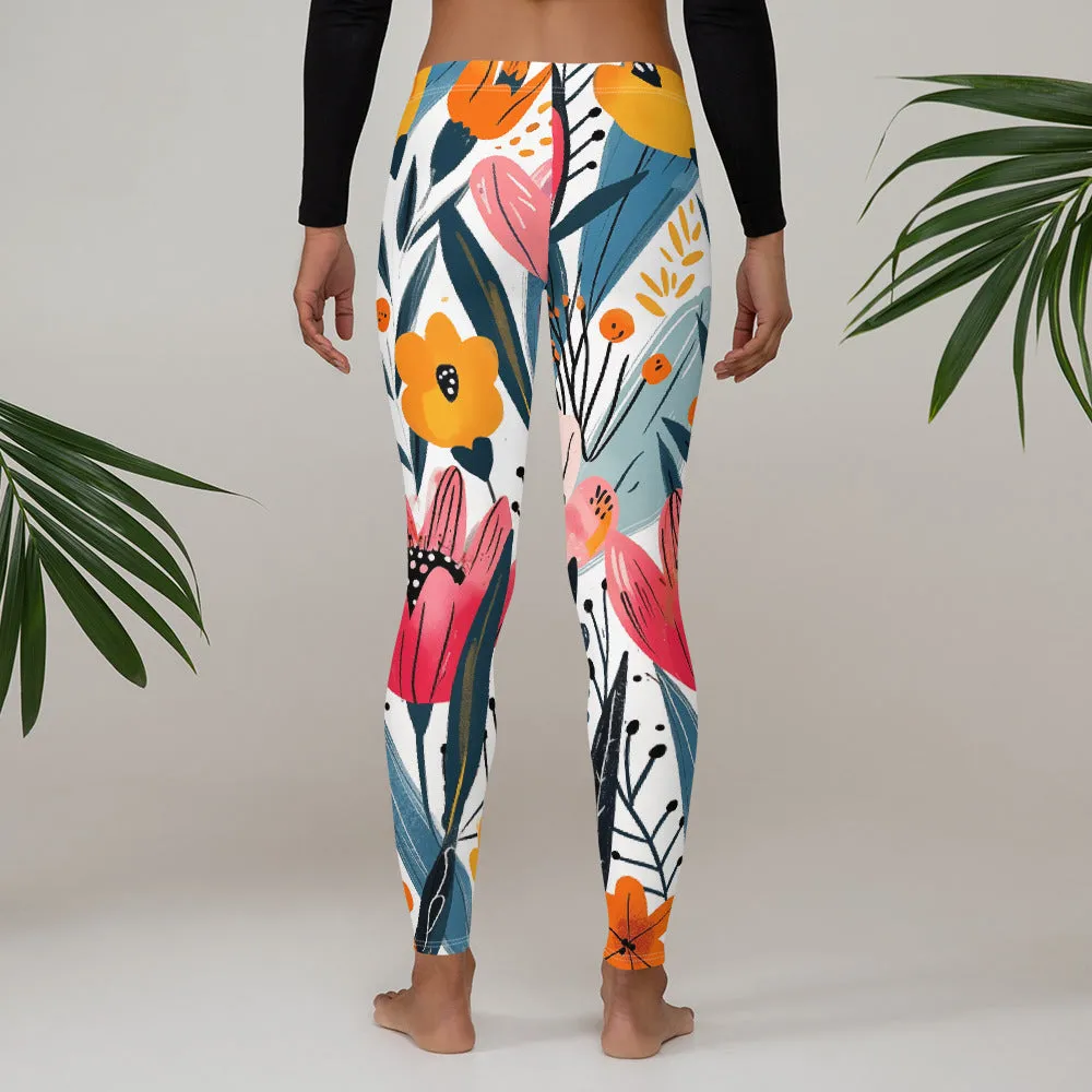Cool Tropical Big Flowery Leggings