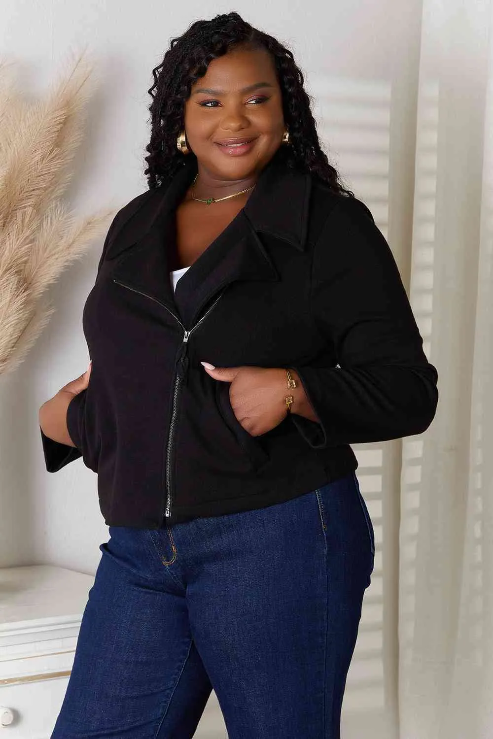 Culture Code Black Asymmetrical Zip Up Jacket
