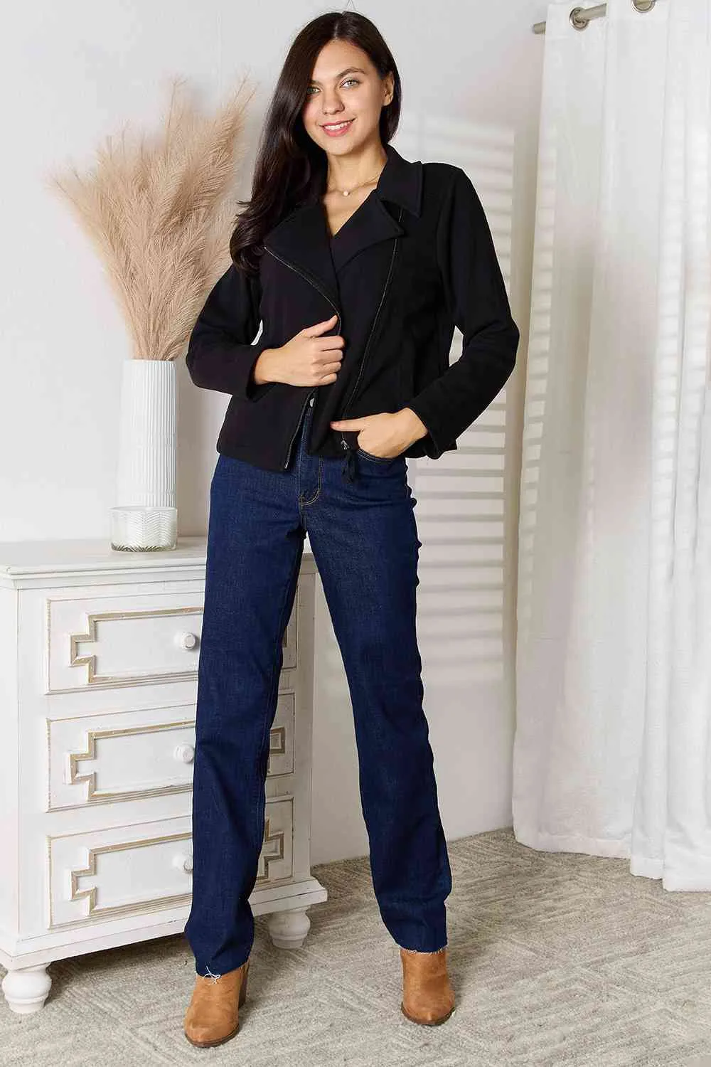 Culture Code Black Asymmetrical Zip Up Jacket