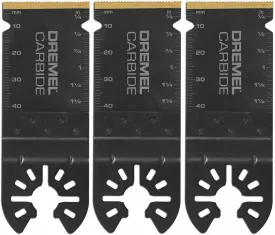 Dremel MM485B 3-Pack Carbide Oscillating Tool Blade Kit, Flush Cut Blades Ideal for Cutting Wood and Metal - Universal Quick- Fit System Fits Bosch, Makita, Milwaukee, and Rockwell, Black