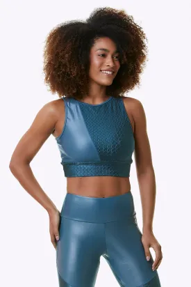 GEOMETRIC HIGH-NECK CROPPED SPORTS BRA