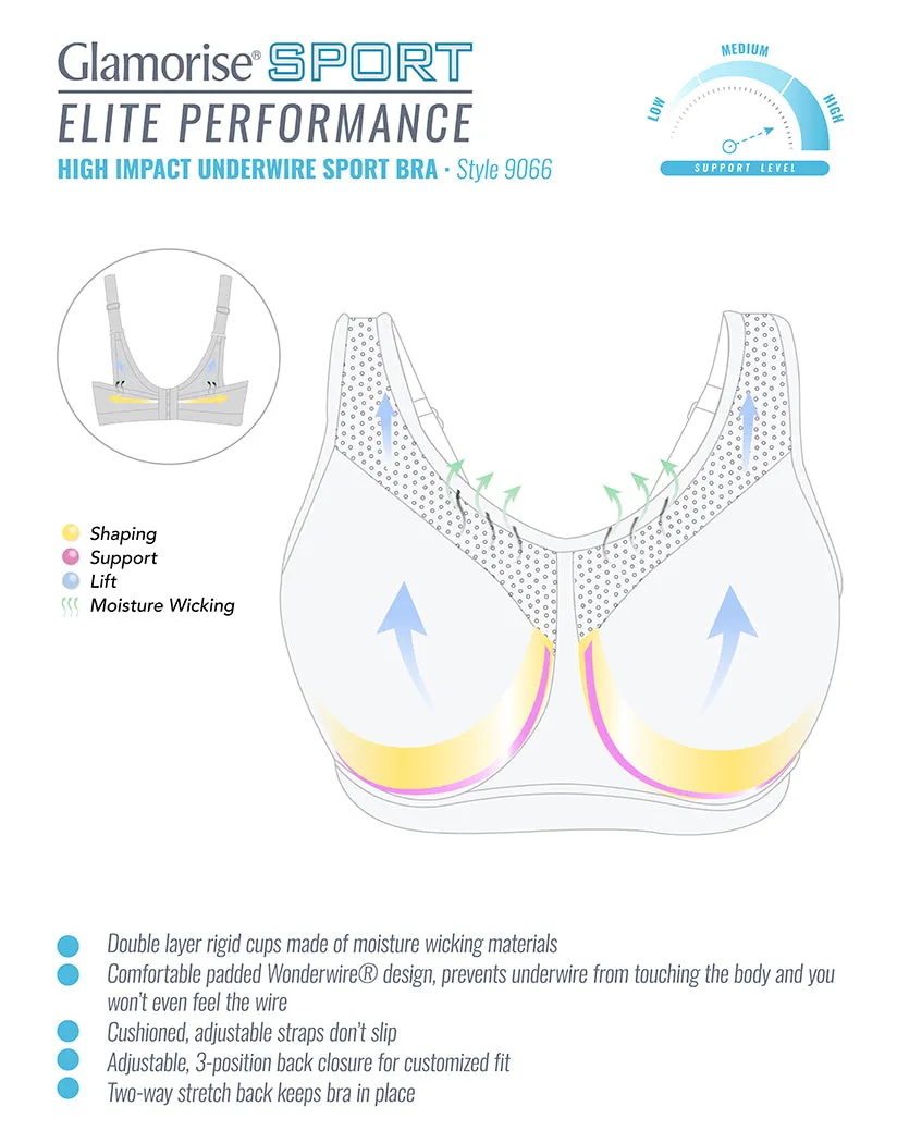 Glamorise Sport Underwire High Impact Bra Pink/Grey - 9066