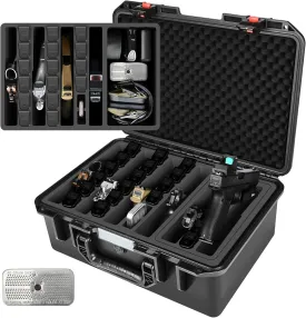 Hard Gun Case for Handgun & Pistol: TAS Approved Holds 6 Handguns & 22 Magazines | Hard Shell Firearm Case for Air Travel | Waterproof Pistol Box with Custom Foam Interior | Large Capacity Gun Storage