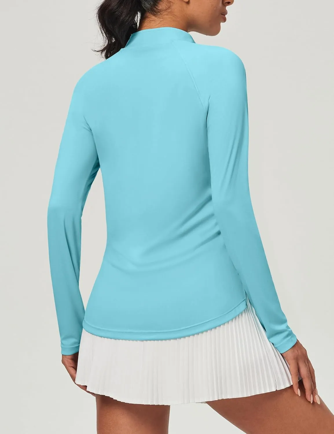 Heathyoga Womens Long Sleeve Workout Tops Golf Shirts for Woman UPF 50  UV Sun Protection SPF Shirts Quarter Zip Pullover