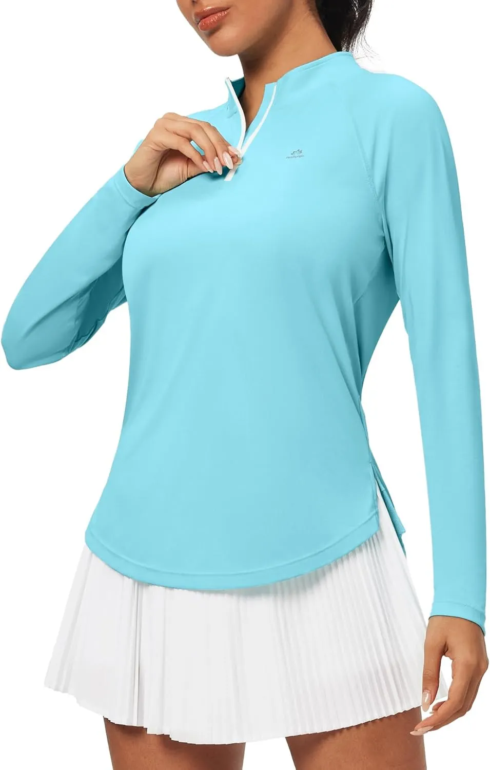 Heathyoga Womens Long Sleeve Workout Tops Golf Shirts for Woman UPF 50  UV Sun Protection SPF Shirts Quarter Zip Pullover