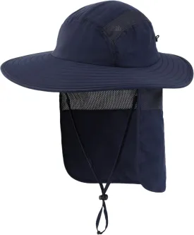 Home Prefer UPF 50  Mens Wide Brim Fishing Hat with Neck Flap Sun Hat for Men Women Sun Protection Cap