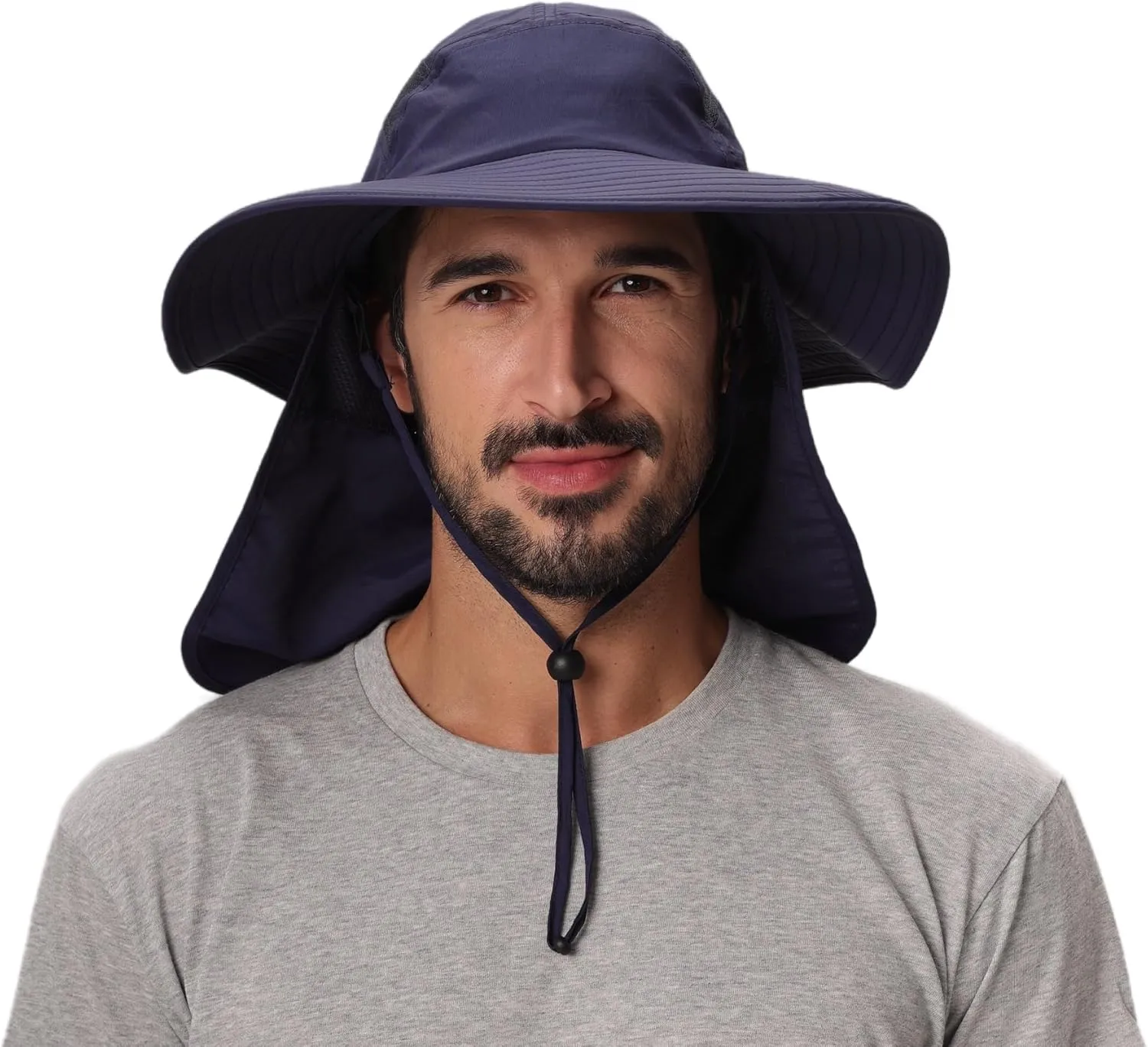 Home Prefer UPF 50  Mens Wide Brim Fishing Hat with Neck Flap Sun Hat for Men Women Sun Protection Cap