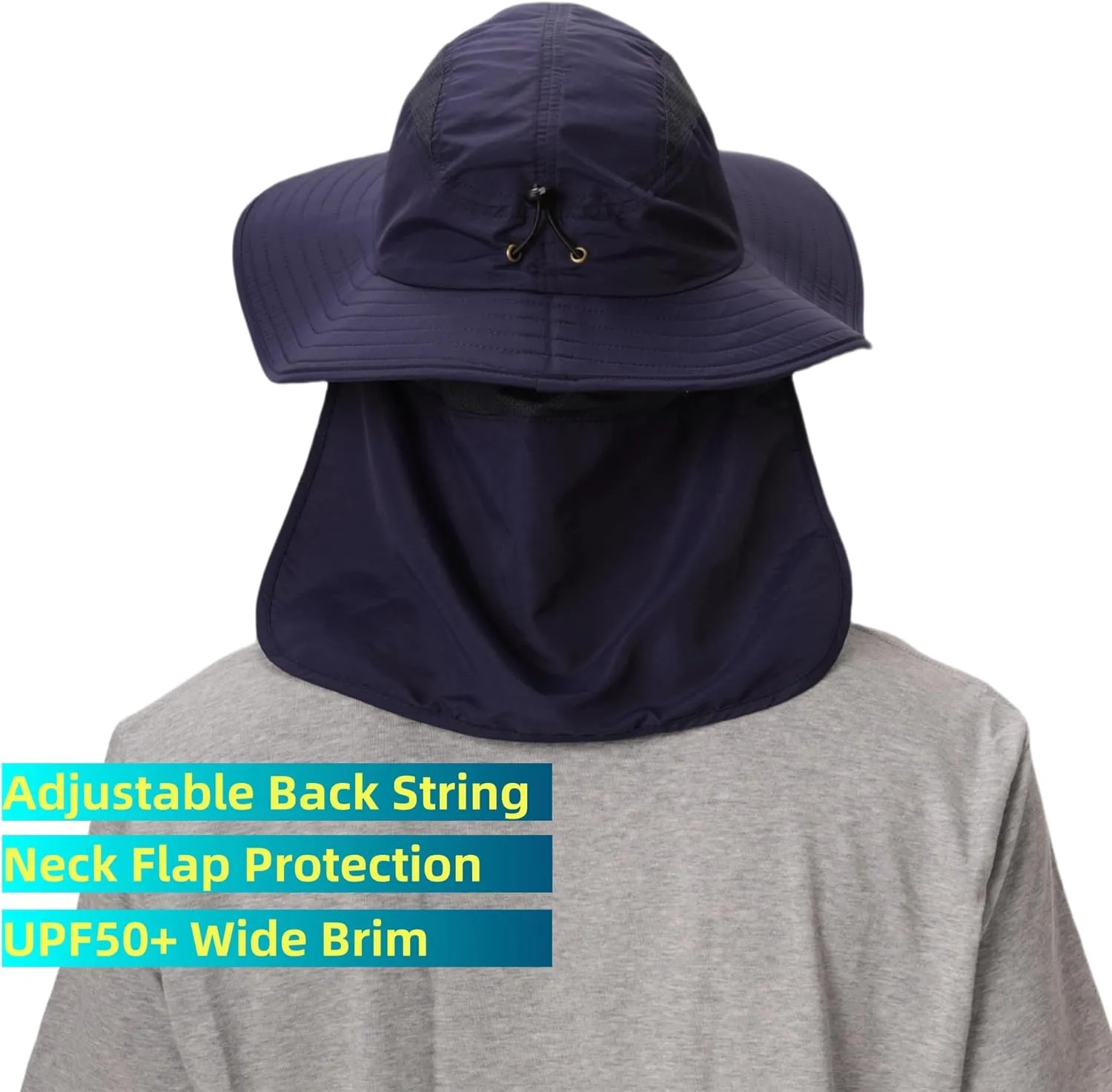 Home Prefer UPF 50  Mens Wide Brim Fishing Hat with Neck Flap Sun Hat for Men Women Sun Protection Cap
