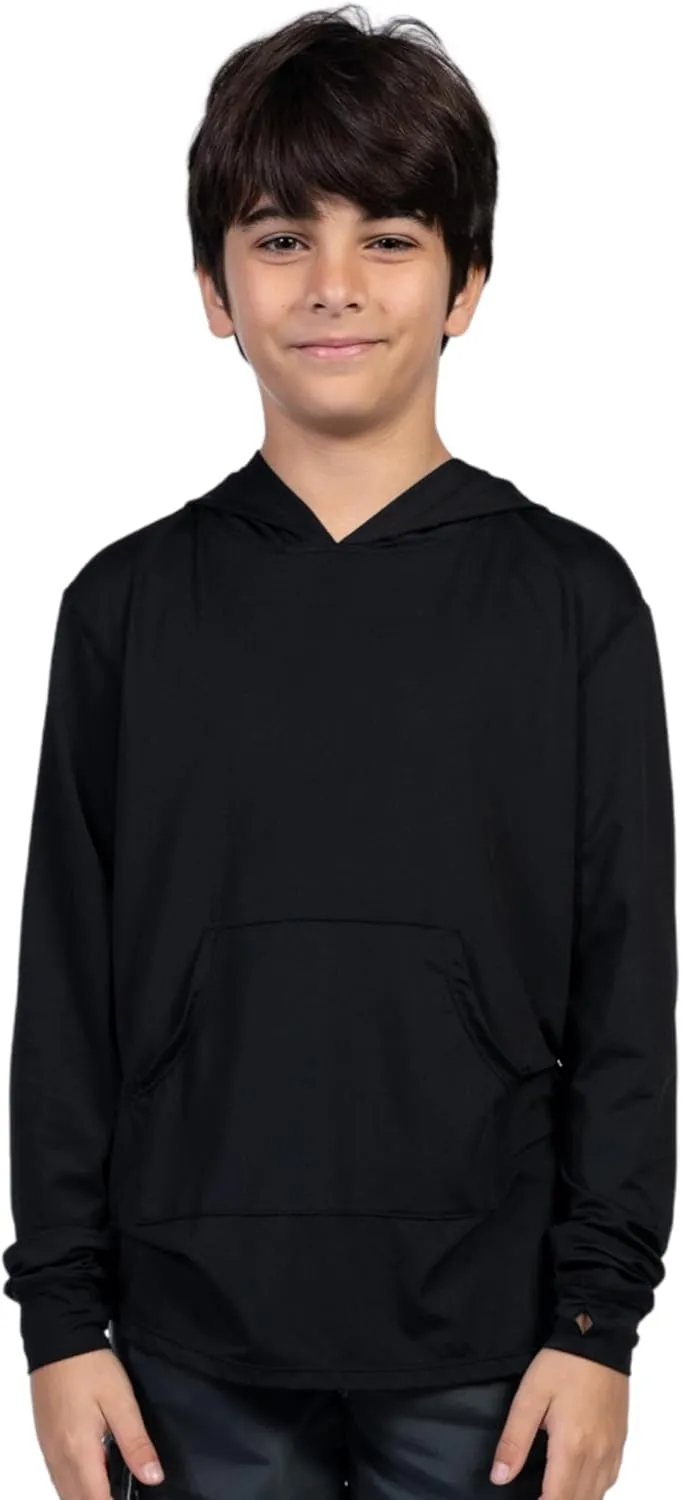 INGEAR Boys' Rash Guard Long Sleeve UPF 50  UV Protection Swim Shirt, Hooded Sun Shirt, Quick Dry Fishing Shirt for Kids