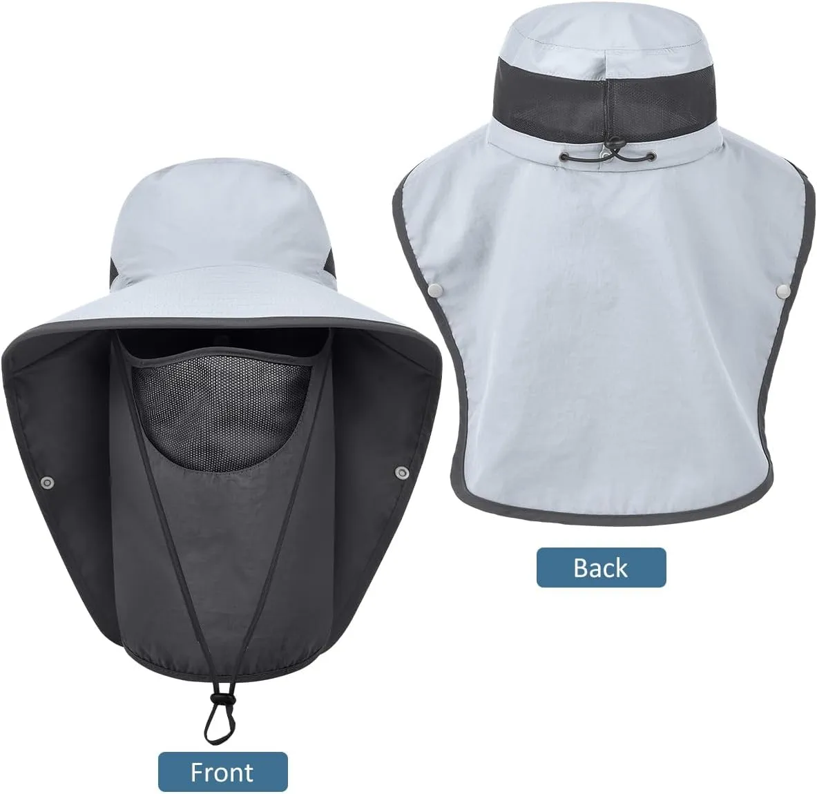 LCZTN UPF 50  Sun Protection Cap Wide Brim Fishing Hat with Face & Neck Flap