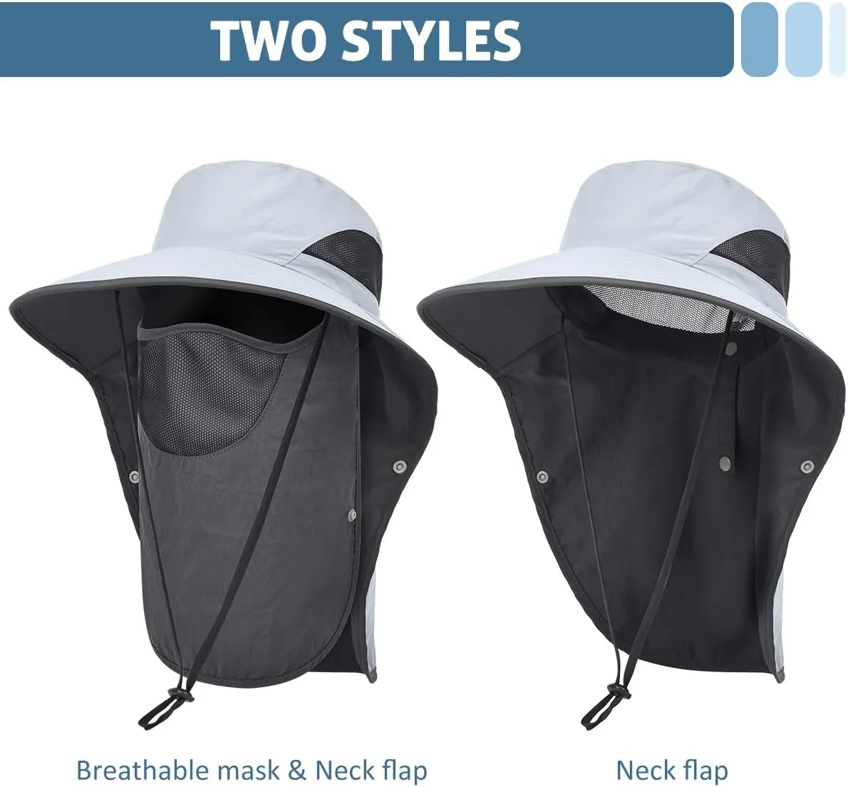 LCZTN UPF 50  Sun Protection Cap Wide Brim Fishing Hat with Face & Neck Flap