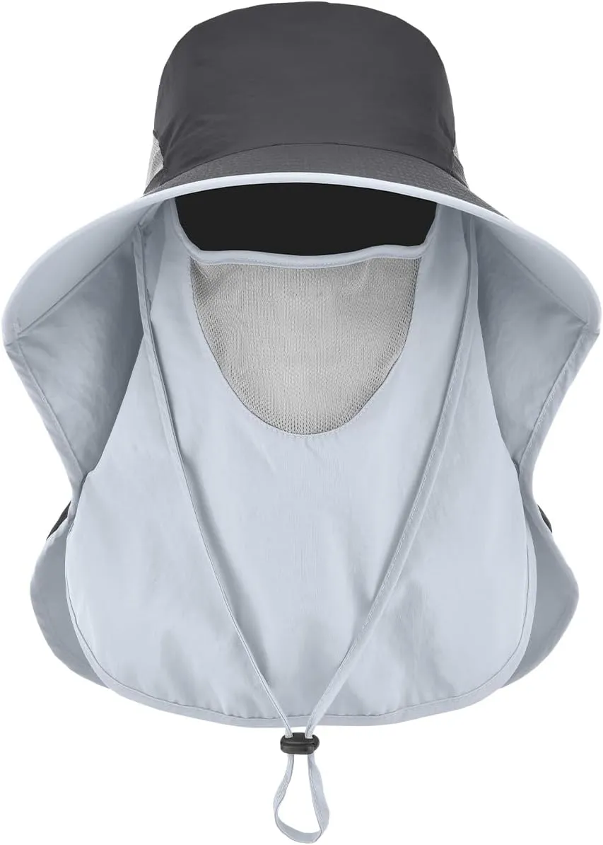 LCZTN UPF 50  Sun Protection Cap Wide Brim Fishing Hat with Face & Neck Flap