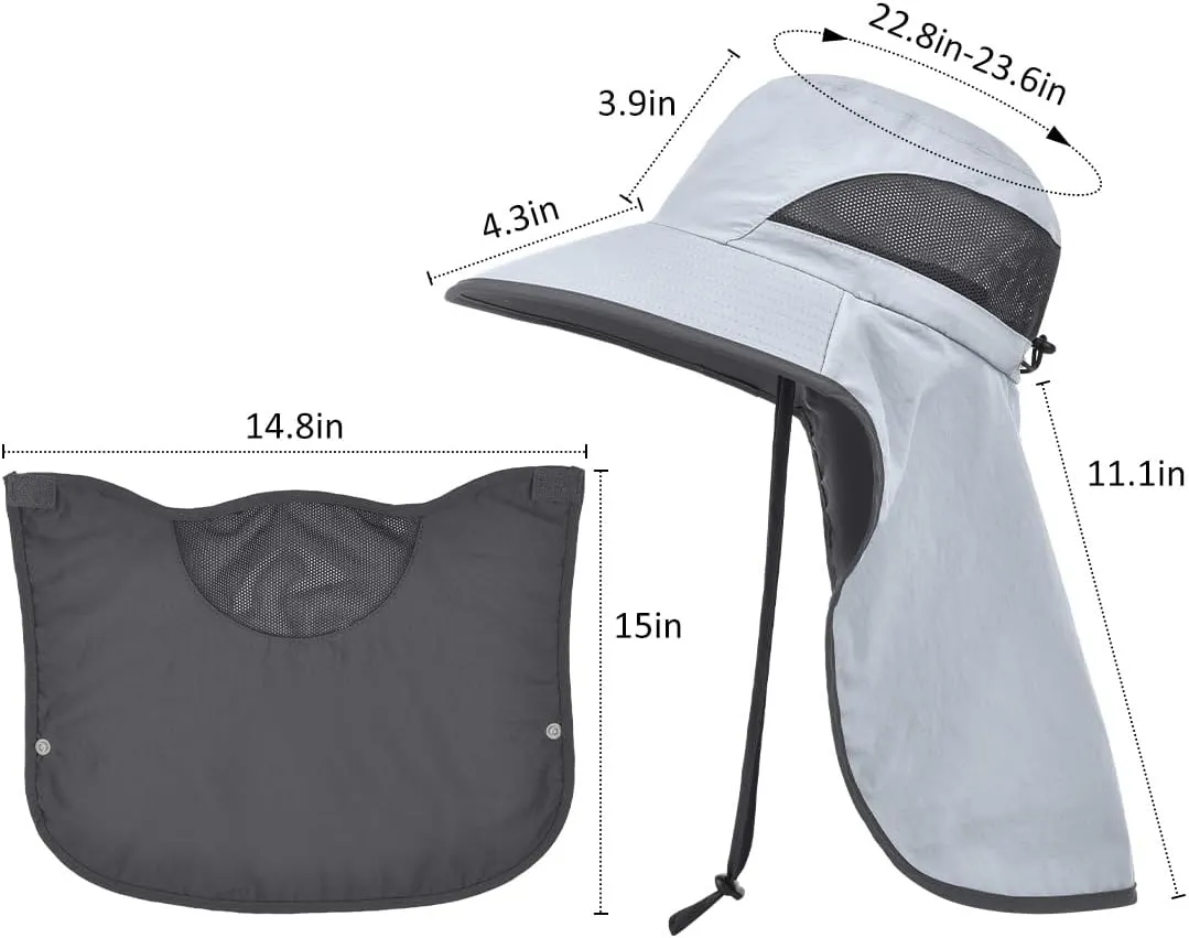 LCZTN UPF 50  Sun Protection Cap Wide Brim Fishing Hat with Face & Neck Flap