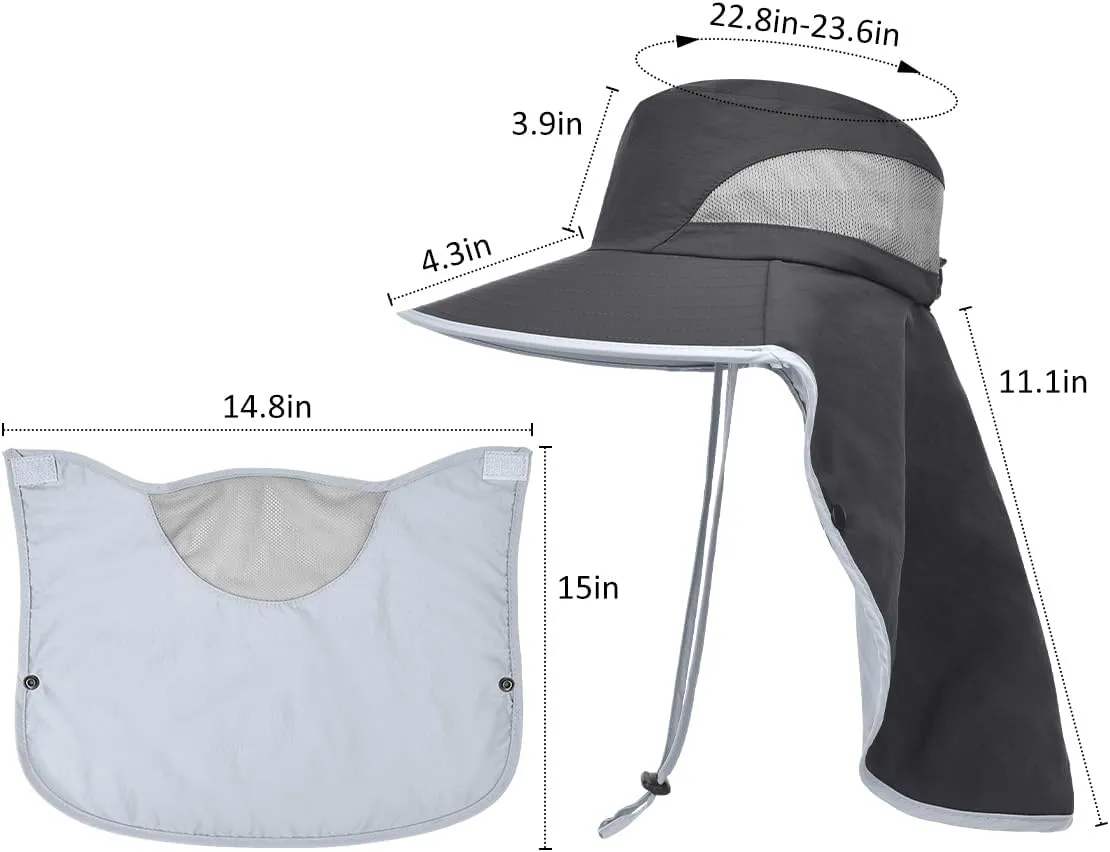 LCZTN UPF 50  Sun Protection Cap Wide Brim Fishing Hat with Face & Neck Flap