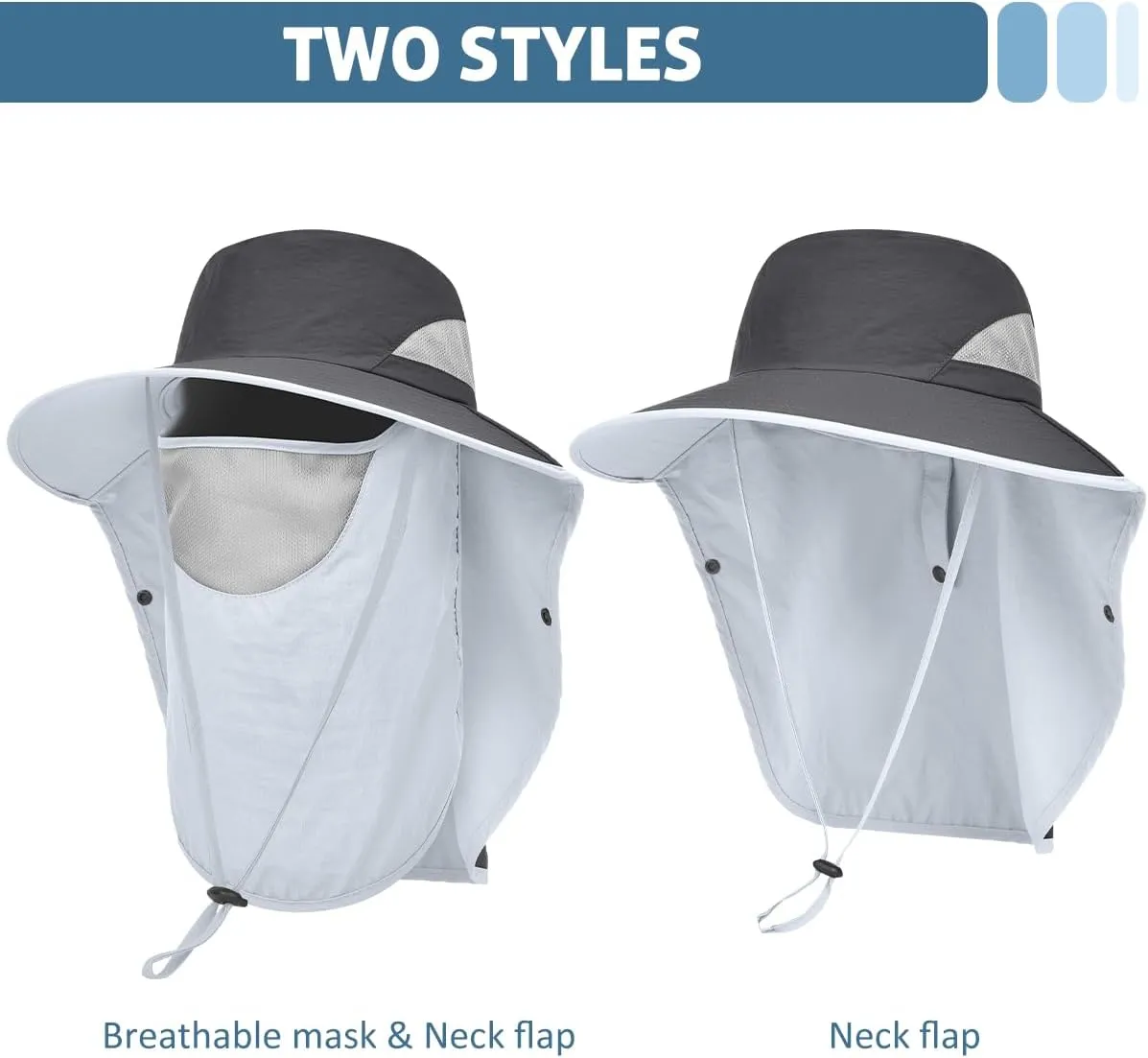 LCZTN UPF 50  Sun Protection Cap Wide Brim Fishing Hat with Face & Neck Flap