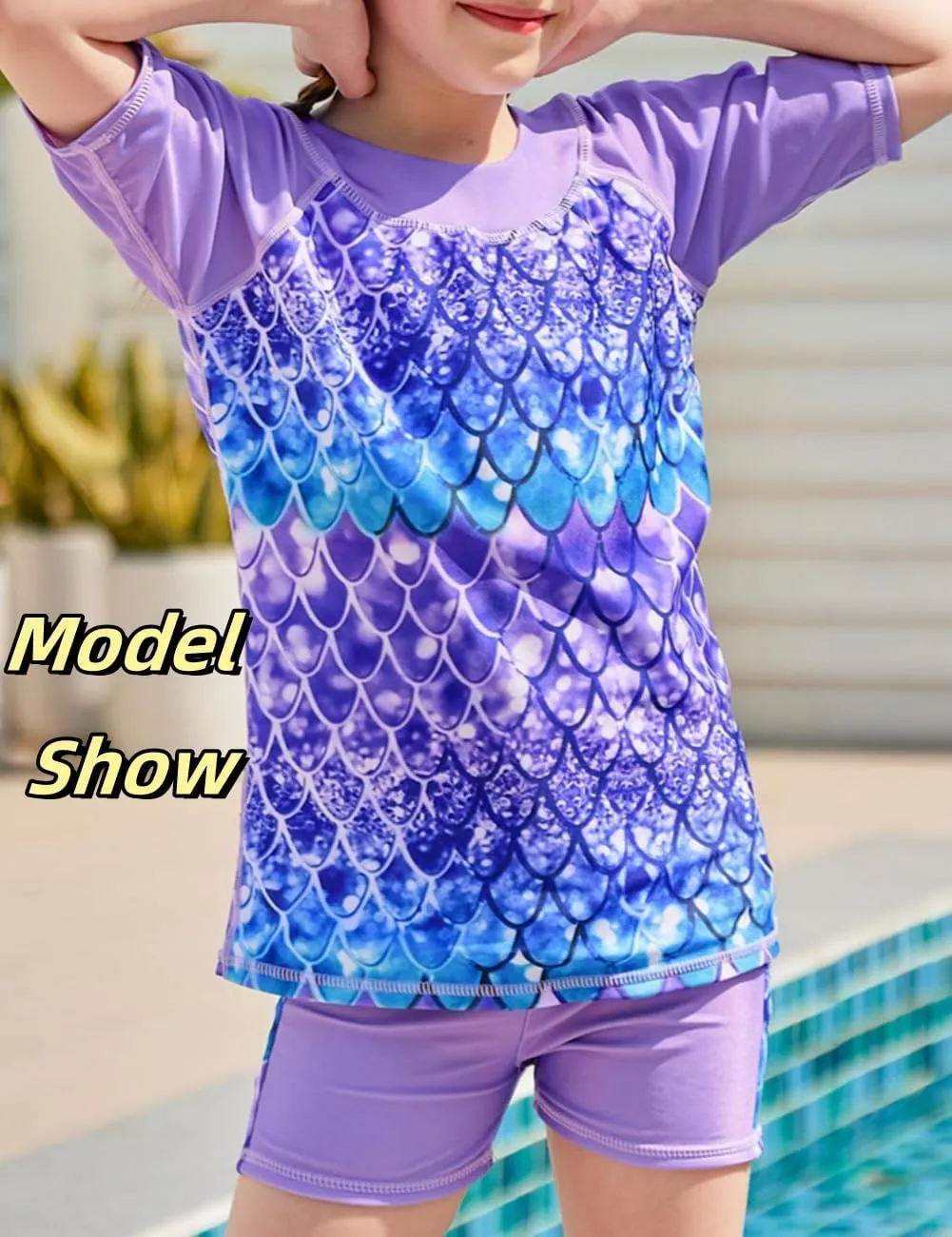Lovekider Girls Swimsuits Two Piece Rash Guard Set Short Sleeve Bathing Suit Liner Swimwear with UPF 50  Sun Protection 3-12T