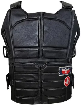 LP-FACON Mens 77 Punk Vest | Tactical Military Game Cosplay Costume Jacket | Black Faux & Real Leather