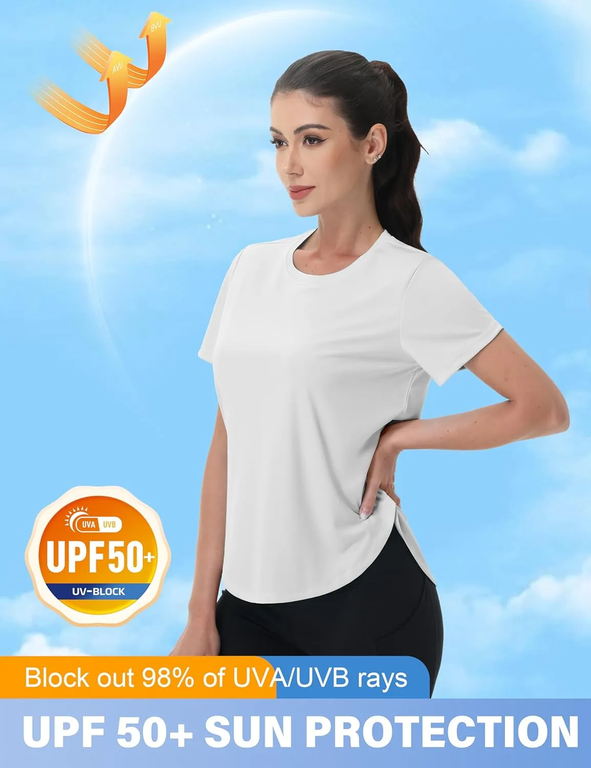 MAGCOMSEN Short Sleeve Workout Tops for Women UPF 50  Sun Protection Quick Dry Wicking T Shirt Yoga Athletic Running Gym