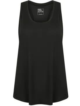 Mancuso 2 Perforated Racer Back Vest Top in Black - Tokyo Laundry Active