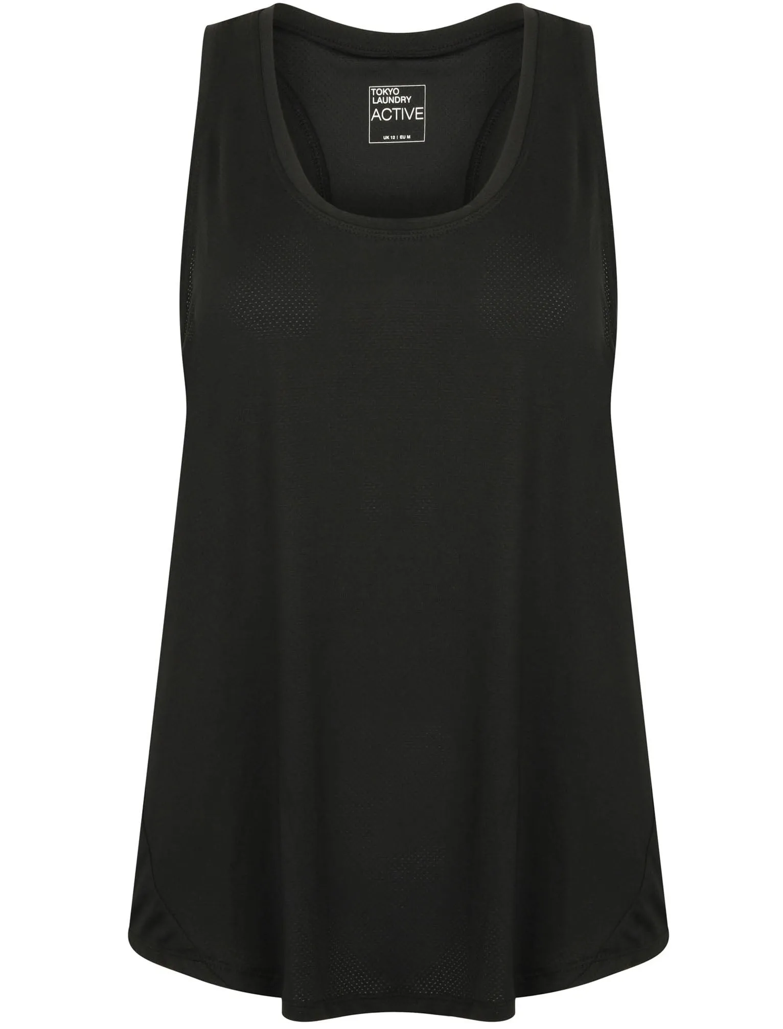 Mancuso 2 Perforated Racer Back Vest Top in Black - Tokyo Laundry Active