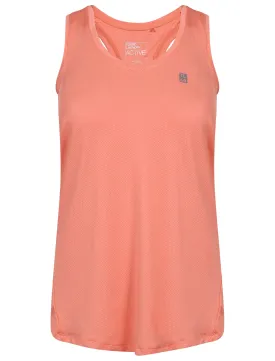 Mancuso Perforated Racer Back Vest Top in Fusion Coral - Tokyo Laundry Active