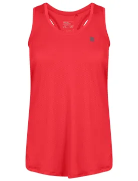 Mancuso Perforated Racer Back Vest Top in Rouge Red - Tokyo Laundry Active