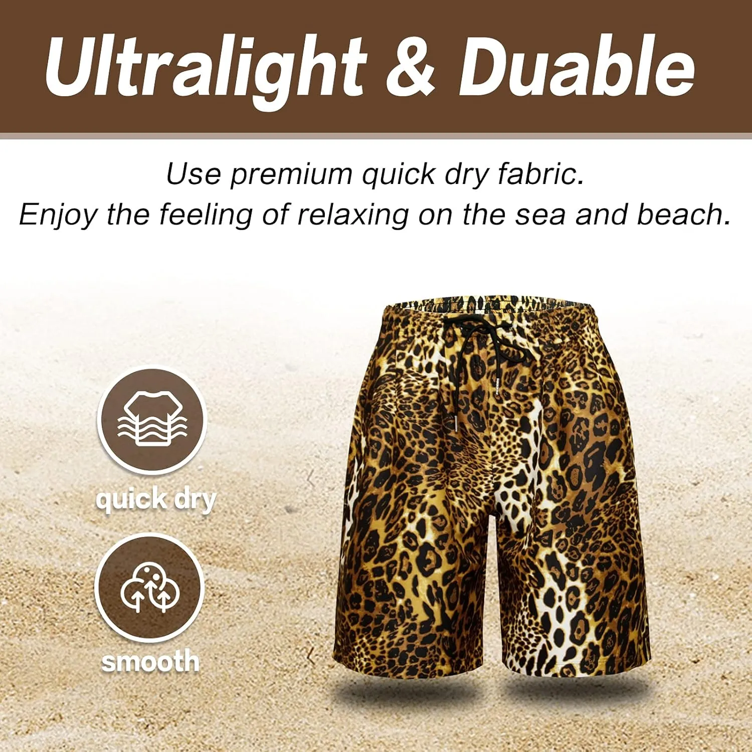 Men's Swim Trunks Quick Dry Shorts Beach Surf Printed Board Shorts Swimwear Bathing Suits with Pockets