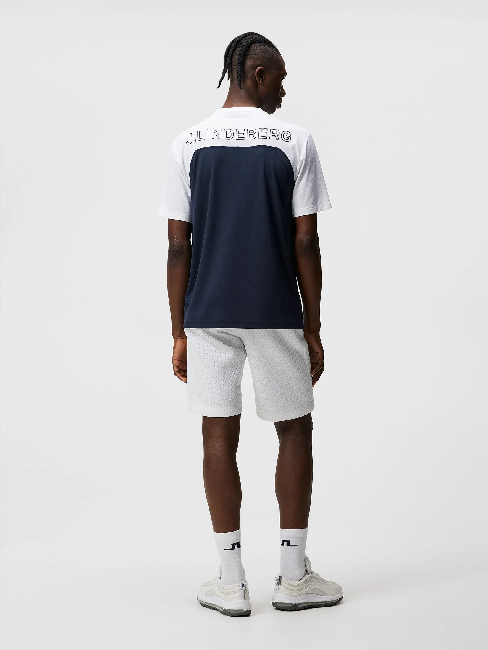Mesh blocked T-shirt / JL Navy