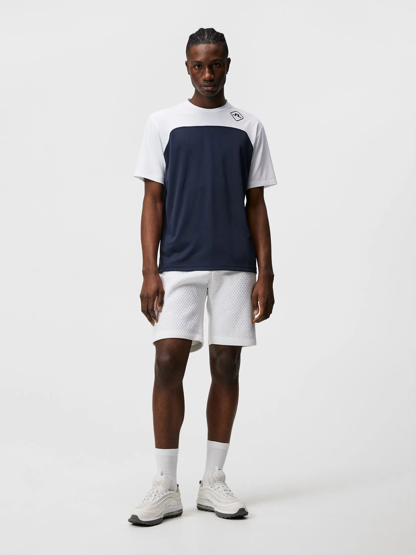 Mesh blocked T-shirt / JL Navy