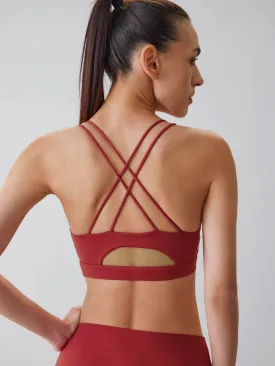 Red Double Cross Sports Bra - Light Support