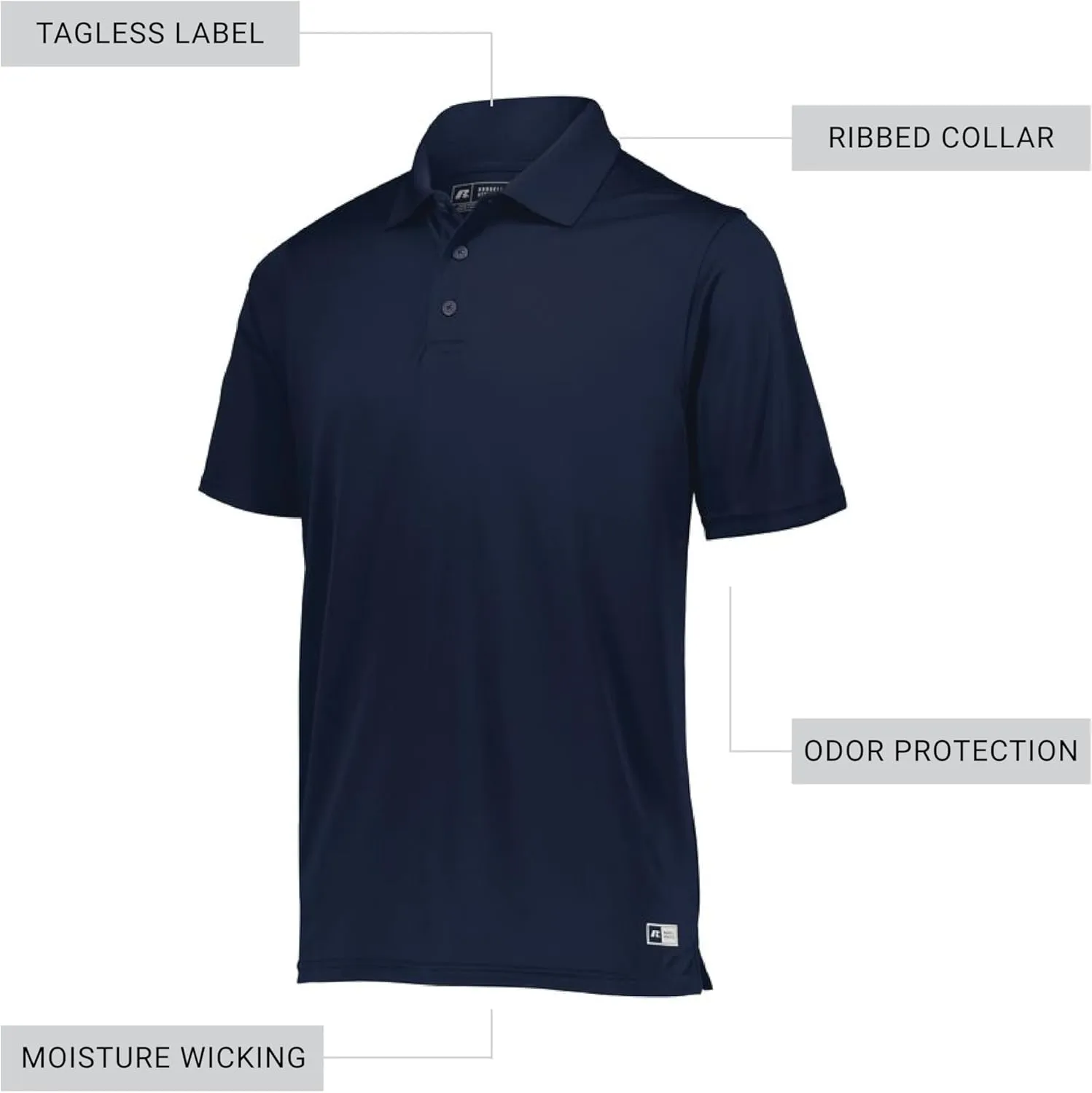 Russell Athletic Men's Power Performance Polo-Premium Dri-fit Shirt, Perfect for Golf, Tennis, and Athletic Activities