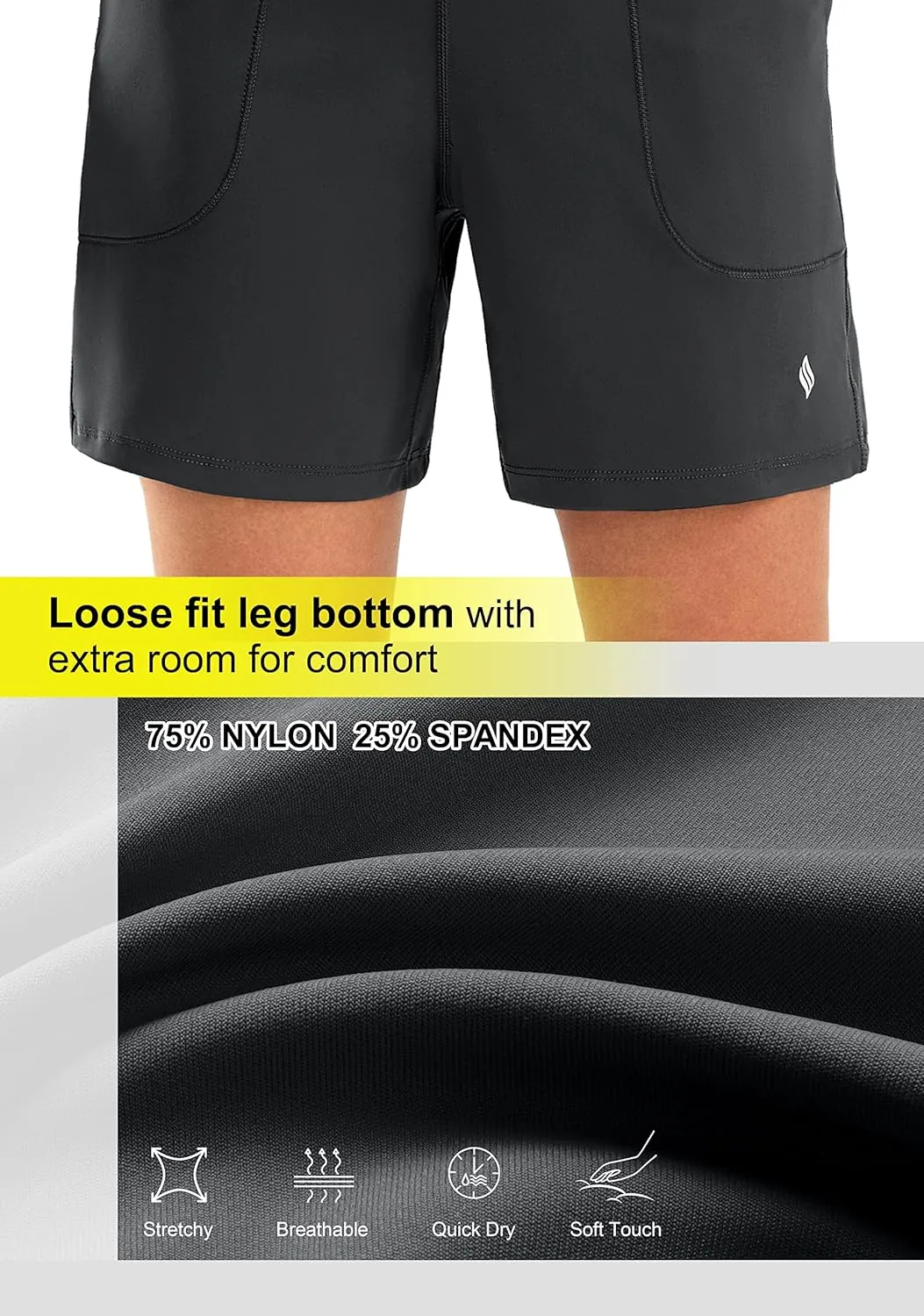 SANTINY Women's 6'' Athletic Long Shorts with 4 Pockets High Waisted Bermuda Shorts for Women Walking Running Casual