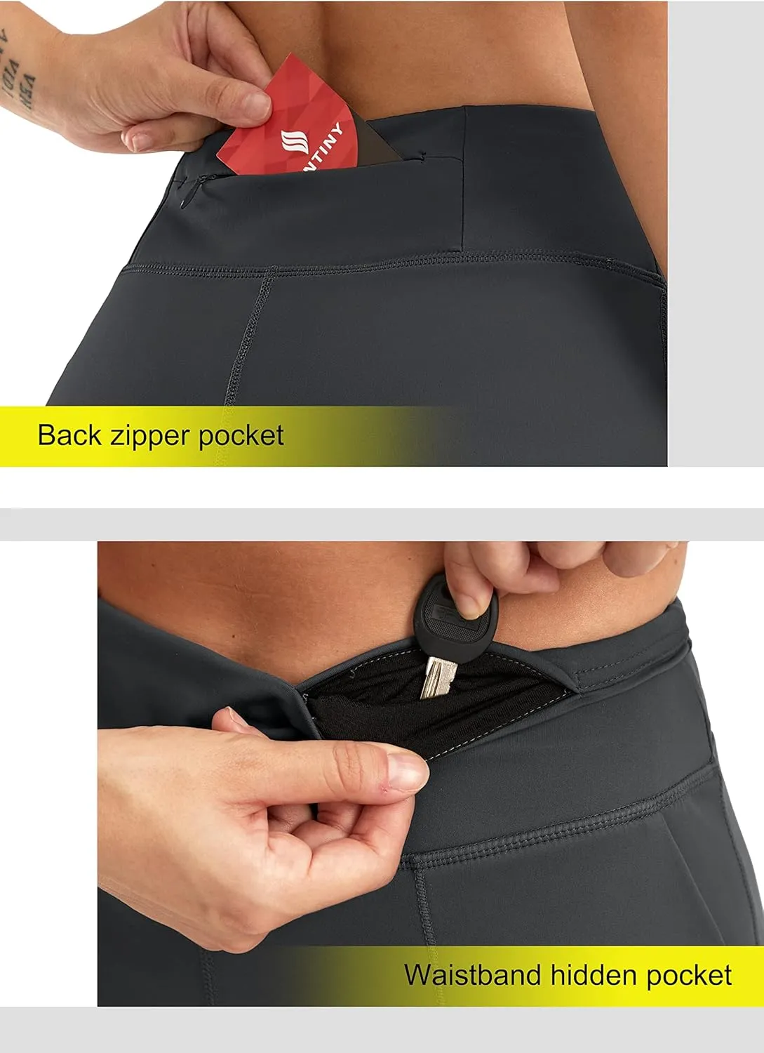 SANTINY Women's 6'' Athletic Long Shorts with 4 Pockets High Waisted Bermuda Shorts for Women Walking Running Casual