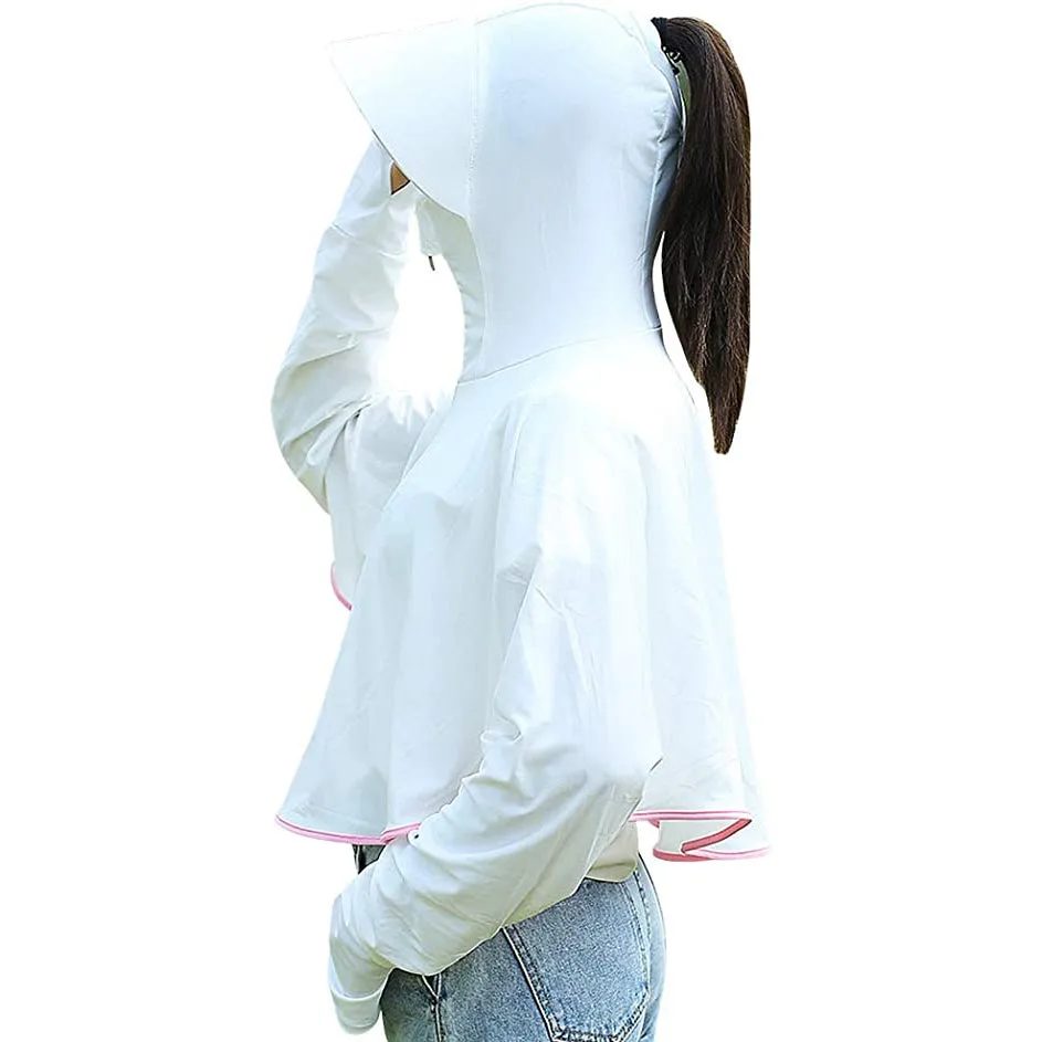 Sidiou Group Anniou Fashion Windbreaker Ice Silk Zip Long Sleeve Lightweight Jacket With Hat Face Shield Loose Quick Dry Sun-Protective Clothing