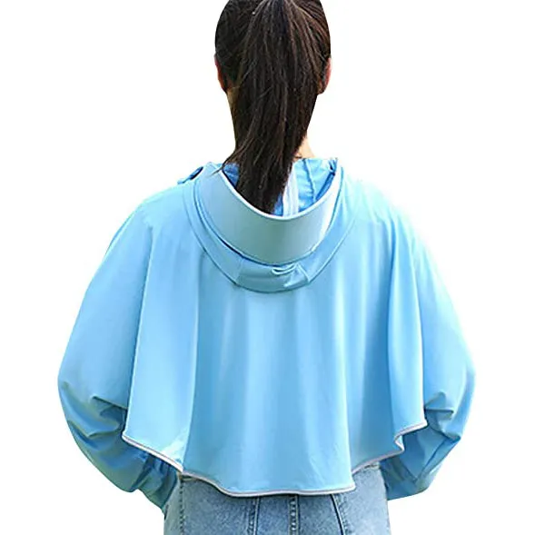 Sidiou Group Anniou Fashion Windbreaker Ice Silk Zip Long Sleeve Lightweight Jacket With Hat Face Shield Loose Quick Dry Sun-Protective Clothing