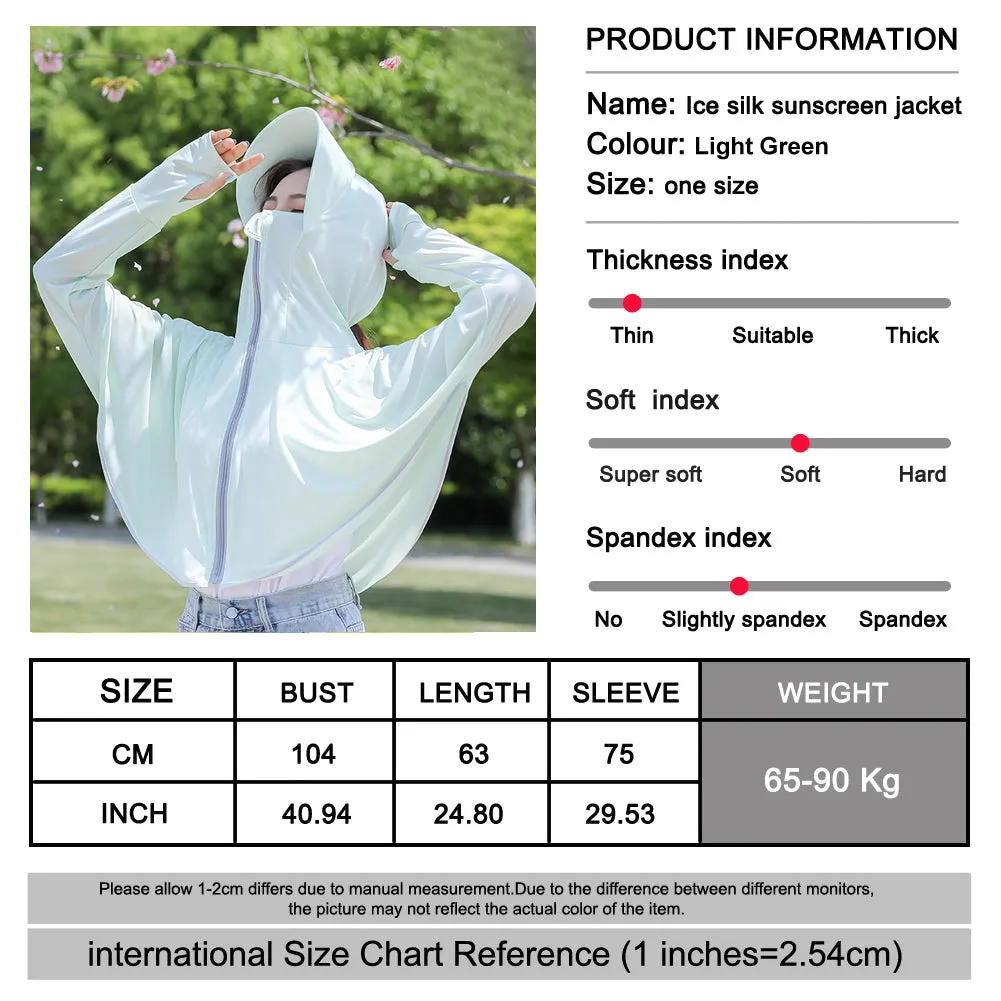 Sidiou Group Anniou Fashion Windbreaker Ice Silk Zip Long Sleeve Lightweight Jacket With Hat Face Shield Loose Quick Dry Sun-Protective Clothing